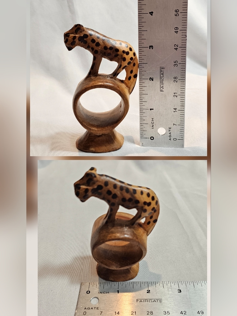 8 Handcarved Wooden Safari Animal Napkin Ring Holders - Picture 6 of 10